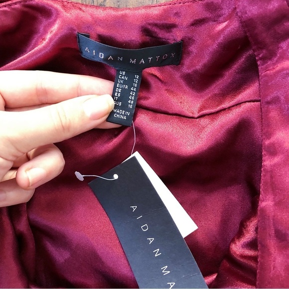 Aidan Mattox • Wine Ruffle Gown formal evening bridesmaid dress red maroon - Picture 4 of 12